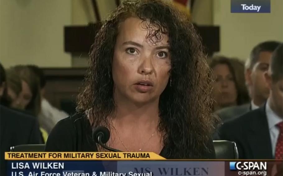 In a screen capture from a C-Span video, Lisa Wilken testifies at a House Veterans' Affairs subcommittee hearing in July, 2013.