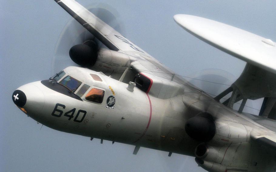 An E-2C Hawkeye based at Naval Station Norfolk, Va., trains over Jacksonville, Fla., in July 2009. 