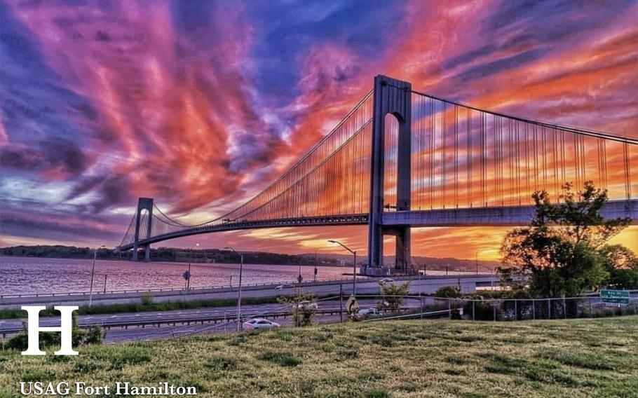 Staff Sgt. Kayla Kral-Garrett provided this photo from Fort Hamilton, looking out onto New York Harbor and the Verrazzano-Narrows Bridge. 