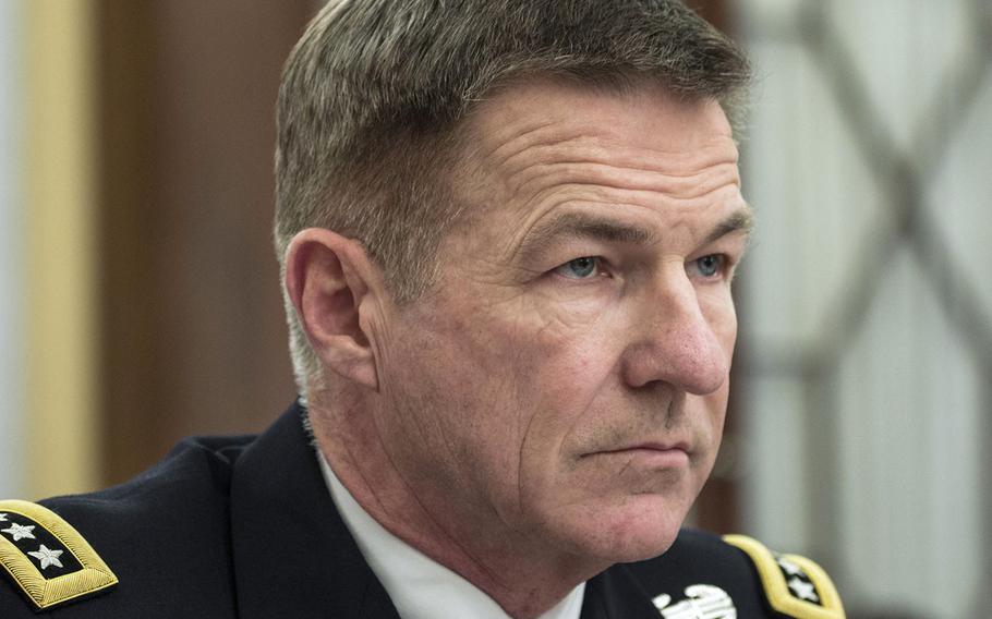 Gen. James McConville, at a Capitol Hill hearing in 2018.