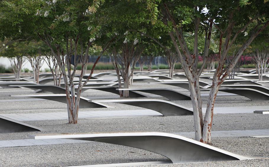 The National 9/11 Pentagon Memorial is across the site of the attack on the Pentagon that occurred on Sept. 11, 2001. Each bench has the name of a person who died at the Pentagon. 