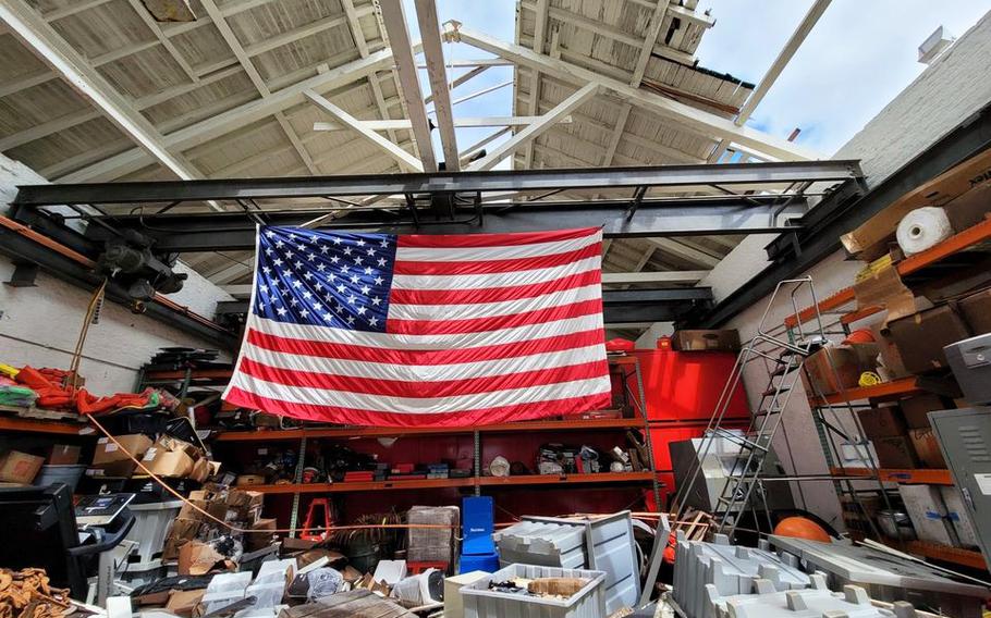 Storm damage at Naval Air Station Pensacola. Fla. is shown in this photo posted to Facebook on Sept. 18, 2020.