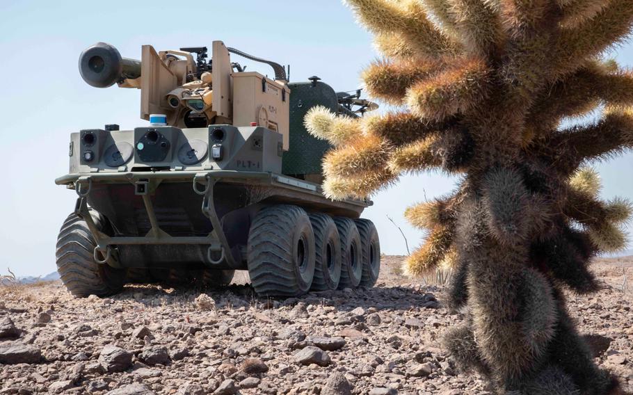 The autonomous system, Origin, prepares for a practice run during the Project Convergence capstone event at Yuma Proving Ground, Arizona, Aug. 11 - Sept. 18, 2020. 