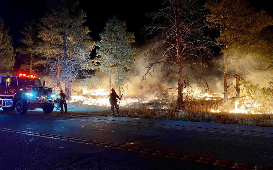 The Wild Horse Fire began Sunday, Oct. 11, 2020, in the training area of Fort Carson, Colo. As of Tuesday morning, the fire had spread to about 670 acres.