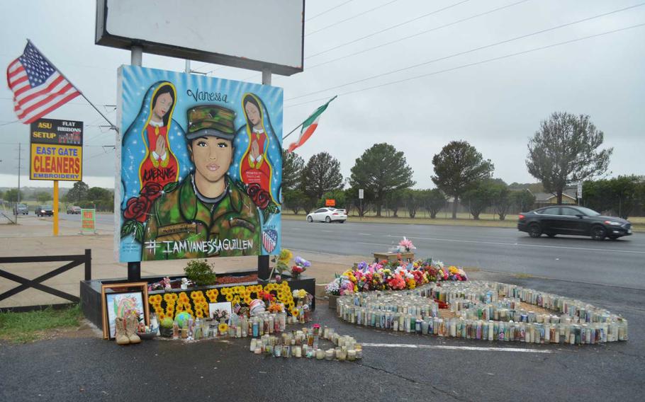 Lt. Gen. Pat White, commander of Fort Hood, announced plans Tuesday to rename a gate at the base after Spc. Vanessa Guillen. The gate is located north of this public memorial placed in a business parking lot on Fort Hood Street and feeds into the area where her unit, the 3rd Cavalry Regiment, is located. Guillen was killed April 22 in an arms room at Fort Hood.