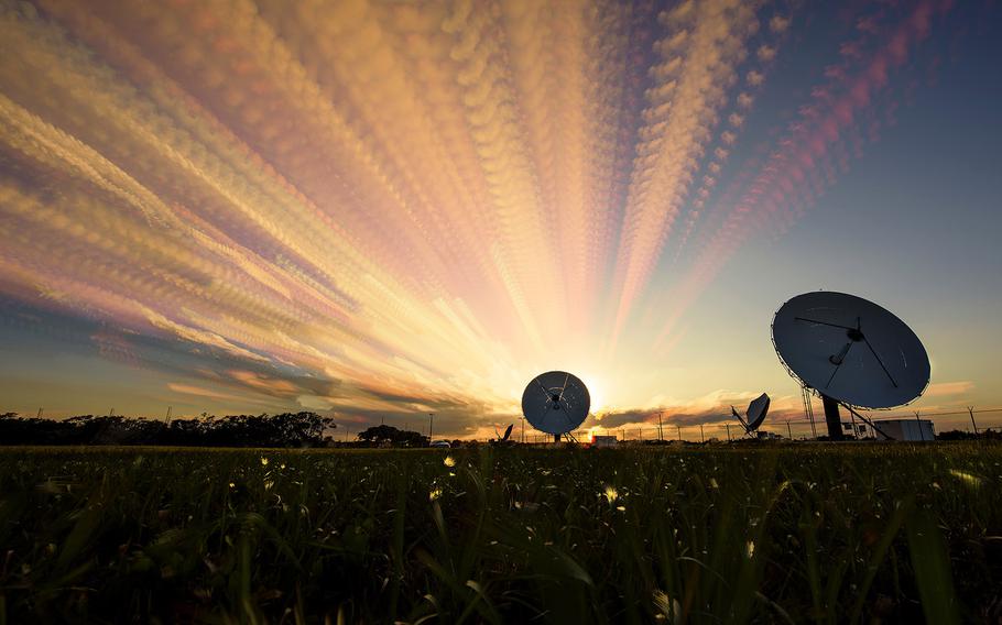 The park at Cape Canaveral, Fla. showcases several pieces of equipment that were monumental to the development of Air Force Space Command. Here, 216 photos captured over a 90 minute period are layered over one another, making the star trails come to life. 