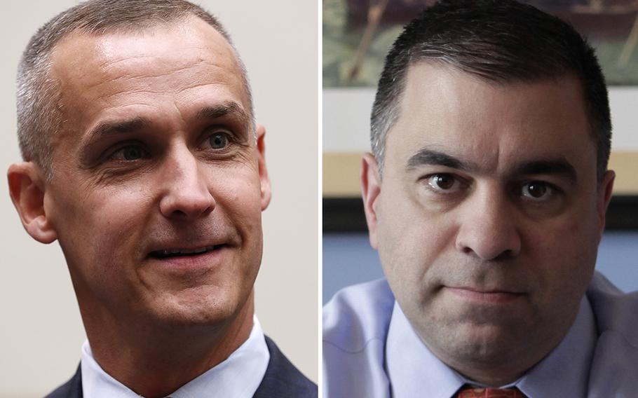 Corey Lewandowski, left, and David Bossie, two close allies of President Donald Trump, were appointed to a Pentagon defense advisory board on Friday, Dec. 4, 2020.