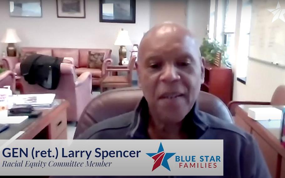 In this screenshot, retired Gen. Larry Spencer, former vice chief of staff of the Air Force, speaks at a launch event Dec. 16, 2020, by the nonprofit group Blue Star Families for a $1 million initiative to study the impact of racial inequality on military families and veterans. 

