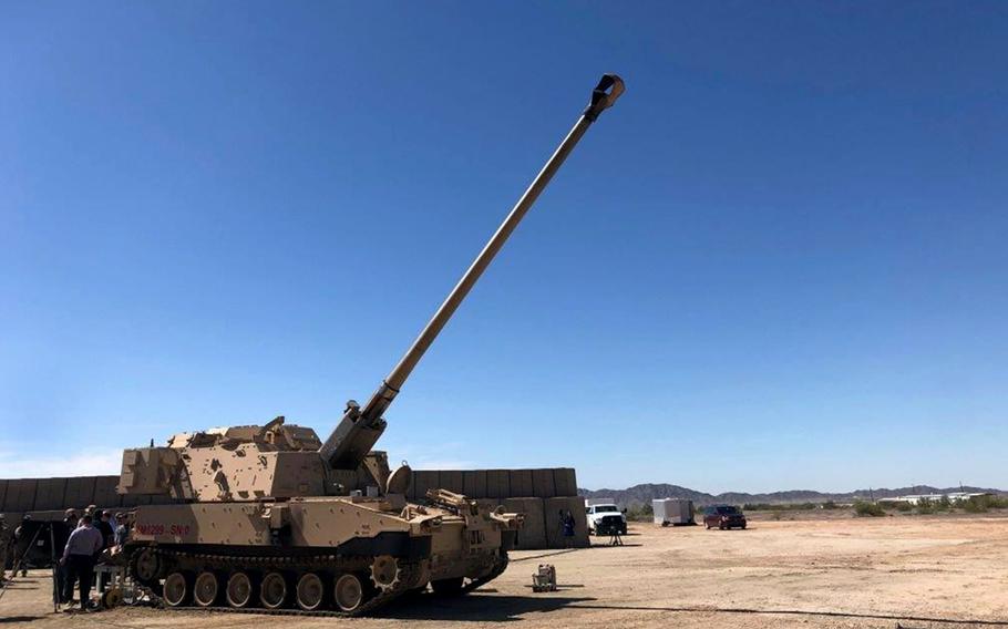 The U.S. Army fired three M982A1 Excalibur weapons from its Extended Range Cannon Artillery prototype, with one round striking a direct hit a target at a range of 43.5 miles, Dec. 19, 2020. 

