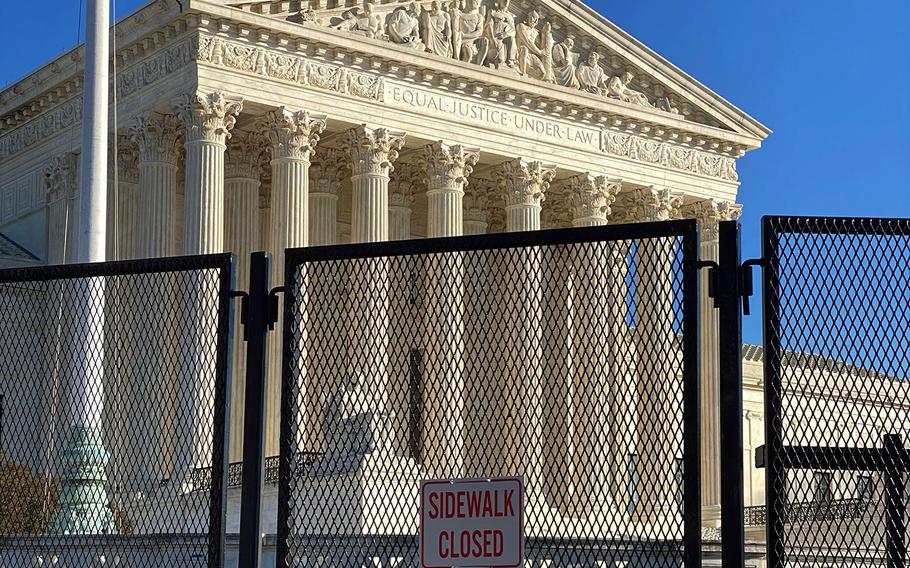 A security fence at the U.S. Supreme Court on Jan. 12, 2021.