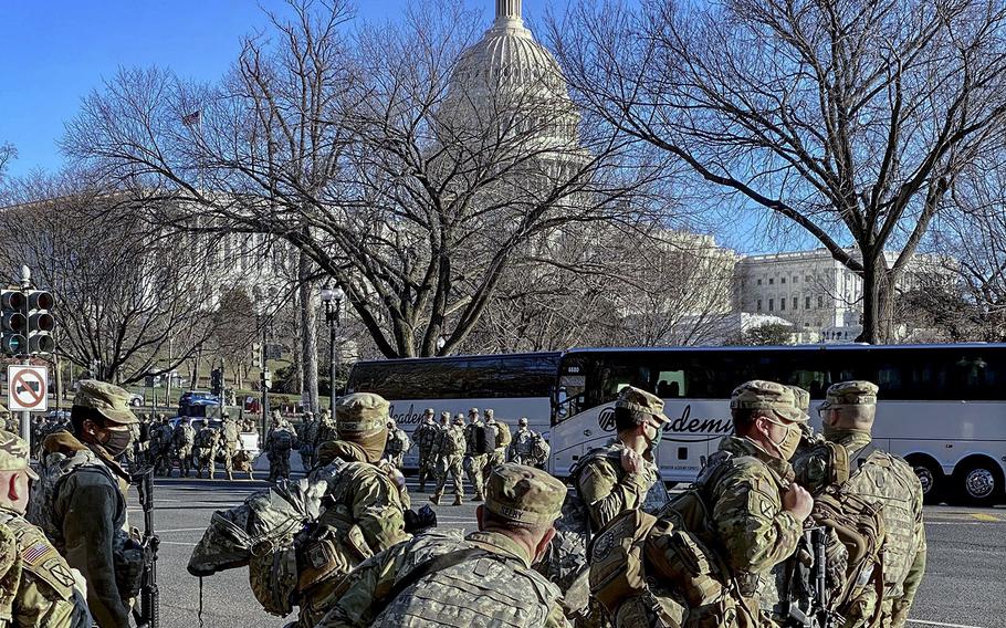 National Guard troops near the U.S. Capitol on Jan. 21, 2021.