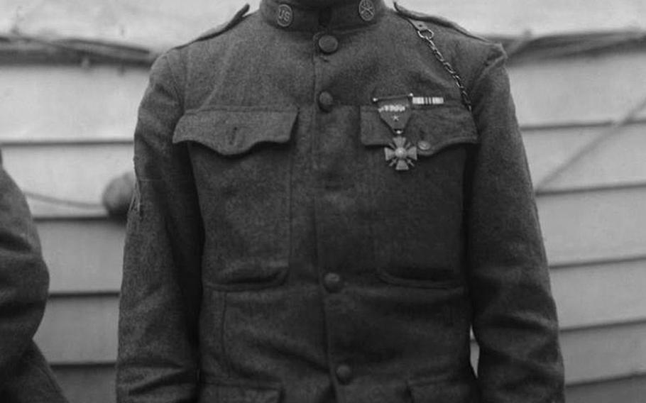 Pvt. Henry Johnson, of the 369th Infantry Regiment, was awarded the French Croix de Guerre for bravery after fighting German soldiers while vastly outnumbered, May 15, 1918. He was promoted to sergeant after returning to the U.S. and awarded the Medal of Honor in 2015.

