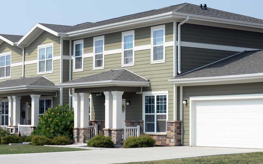 A home in the Black Hills Estates housing area is photographed at Ellsworth Air Force Base, S.D., Aug. 24, 2020. Most families living in military housing will be protected by all 18 tenant rights by June, a defense official said Tuesday.