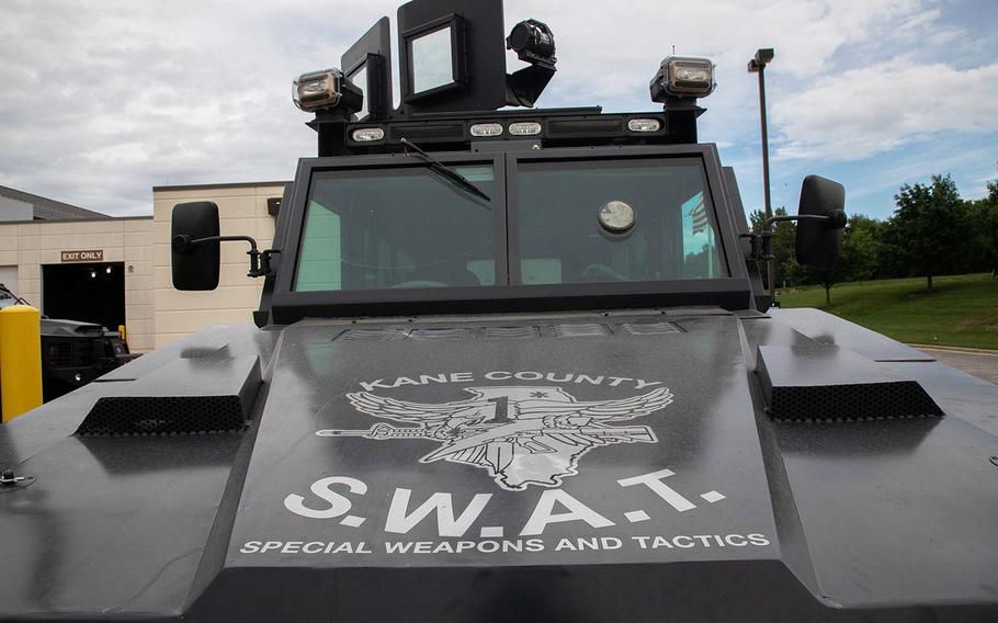 A Kane County sheriff's office armored vehicle, stored in St. Charles, Illinois on July 21, 2020.