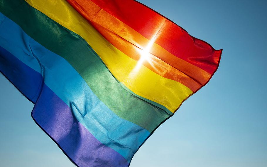 A rainbow flag.