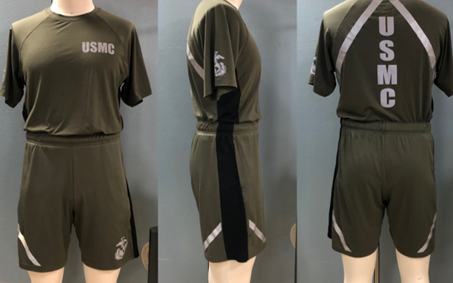 A prototype version of the new Marine Corps Physical Training Uniform. The new shirt and shorts will be tested and evaluated by 500 Marines. The uniform will provide a more athletic fit that aligns with today’s commercial clothing trends. 