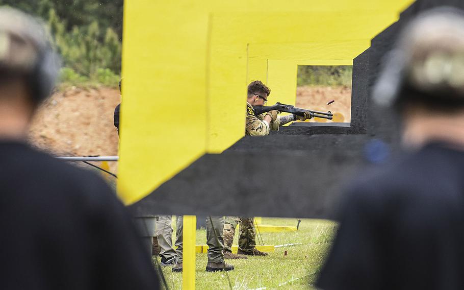 Soldiers compete in the 2021 Best Ranger competition at Fort Benning, Ga. on Friday, April 16. The three-day contest, considered among the Army's most grueling challenges, returned this year after the coronavirus pandemic forced its cancellations in 2020.