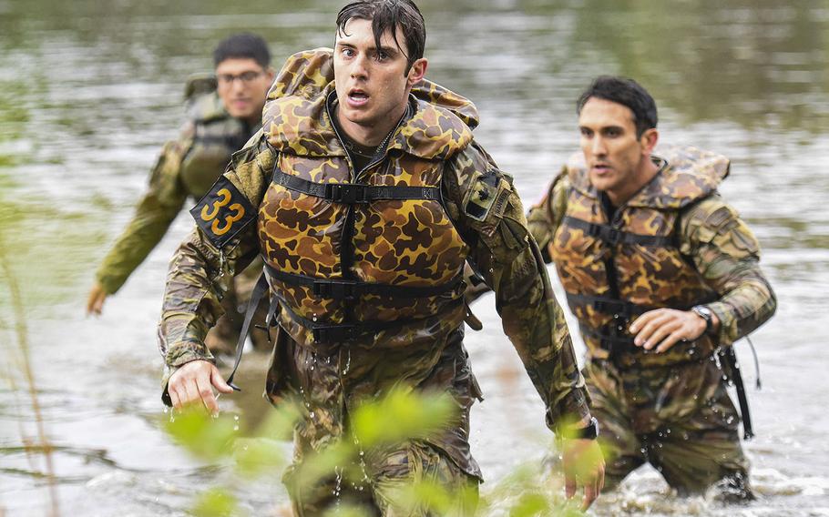 Soldiers compete in the 2021 Best Ranger competition at Fort Benning, Ga. on Friday, April 16. The three-day contest, considered among the Army's most grueling challenges, returned this year after the coronavirus pandemic forced its cancellations in 2020.