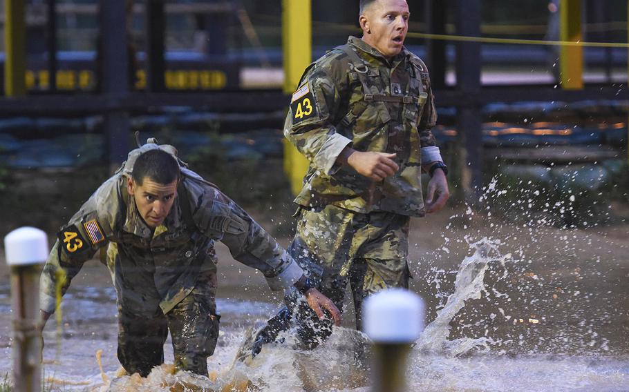 Soldiers compete in the 2021 Best Ranger competition at Fort Benning, Ga. on Friday, April 16. The three-day contest, considered among the Army's most grueling challenges, returned this year after the coronavirus pandemic forced its cancellations in 2020.