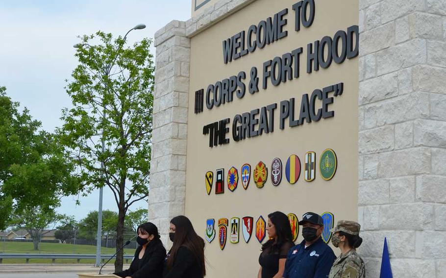 Lupe and Mayra Guillen, sisters of Spc. Vanessa Guillen, said the dedication of a gate at Fort Hood, Texas, in honor of their sister on Monday is important so that what happened to her never happens again. Vanessa Guillen, 20, was killed by a fellow soldier in an arms room on base one year ago. 