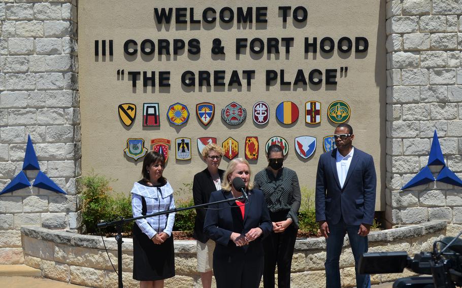 Rep. Sylvia Garcia, D-Texas, participated in a visit to Fort Hood, Texas, on Thursday as part of a congressional investigation into the culture and command climate for soldiers stationed there. Spc. Vanessa Guillen, whose death initiated several reforms through the Army, resided in her congressional district.