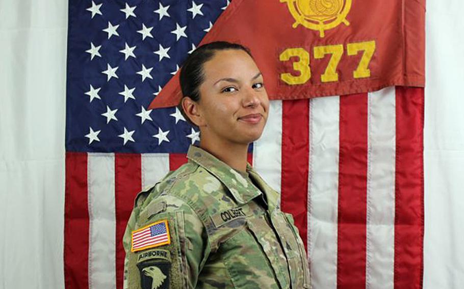 Staff Sgt. Amy Colbert, who was killed by her husband, Sgt. Lance E. Colbert, April 6, 2019 at Fort Bliss, Texas. Capt. Christopher D. Long was awarded the Soldier's Medal recently for his selfless service and swift actions while trying to save Amy Colbert's life. 

