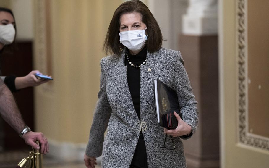 Sen. Catherine Cortez Masto, D-Nev., seeking reelection in a swing state, has criticized the Biden administration’s plan to lift a pandemic-related migration restriction. 