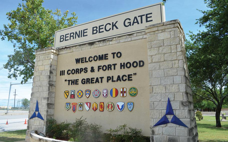 Bernie Beck gate at Fort Hood, Texas. 