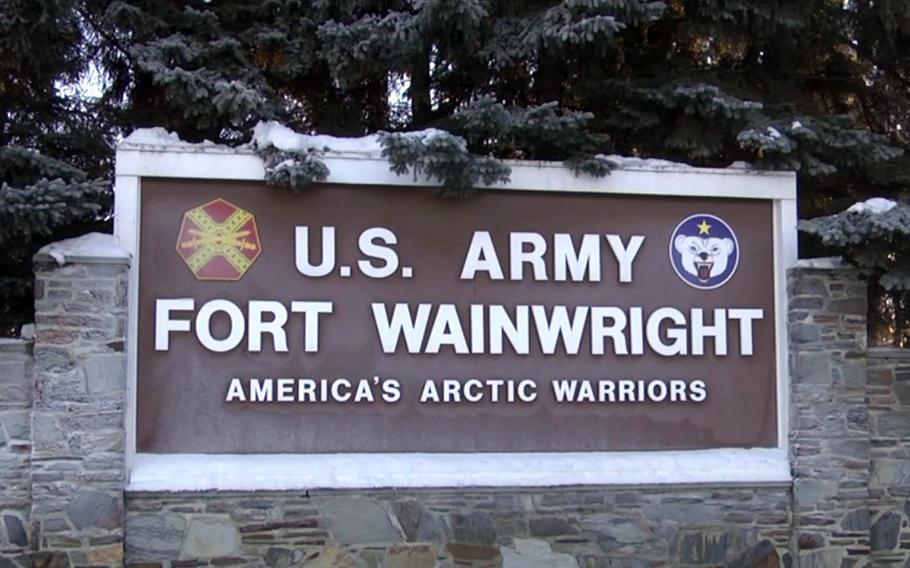A Fort Wainwright sign is shown in this undated photo.