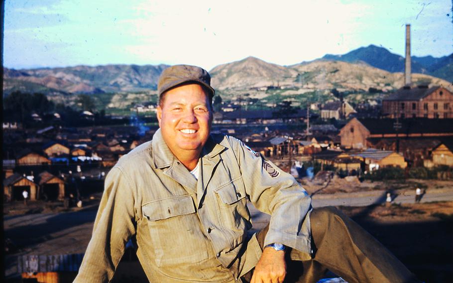Master Sgt. Thomas Hutton poses in South Korea in 1952 during the Korean War.
