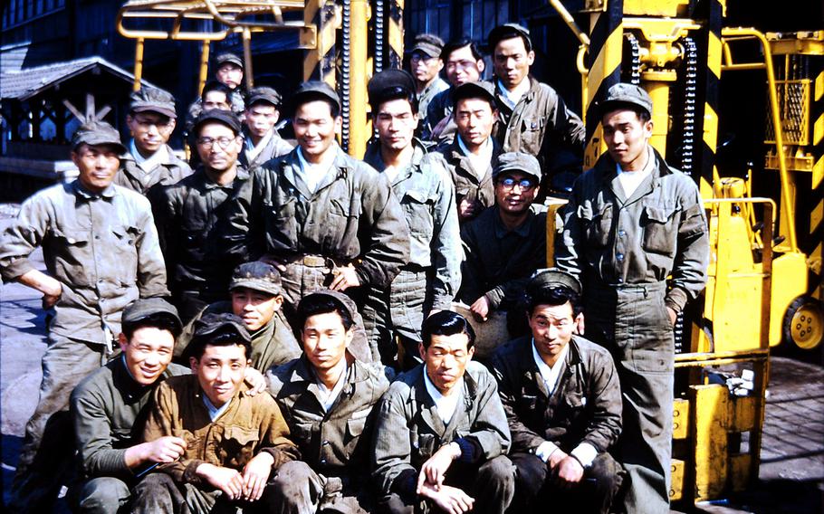 South Korean troops pose near the Daegu train station in this undated Korean War-era photo.