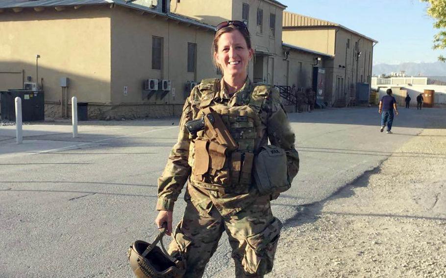 Army Lt. Col. Tara Carr — shown here at Bagram Airfield, Afghanistan in May, 2017 — is one of 25 finalists in the Ms. Veteran America competition. The winner will be crowned Oct. 8 in Los Angeles.