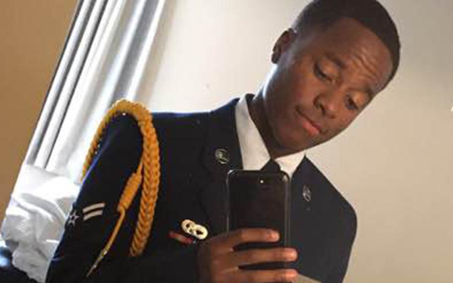 Then-Airman 1st Class Elijah Evans in a photo from social media. Evans, 23, a senior airman from Waldorf, Md., stationed at Eielson Air Force Base, Alaska, was found dead on Monday in North Pole, Alaska. His death is under investigation.