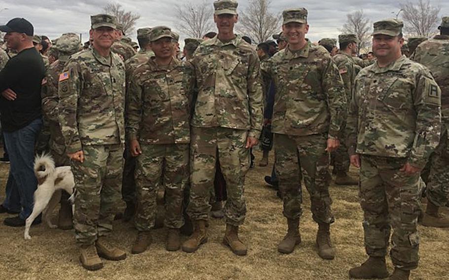 Sgt. 1st Class John Slocum, center, is pictured here after graduating from Air Assault School at Fort Bliss, Texas, at the age of 56 in December 2018. Slocum is believed to be the oldest graduate from the school.