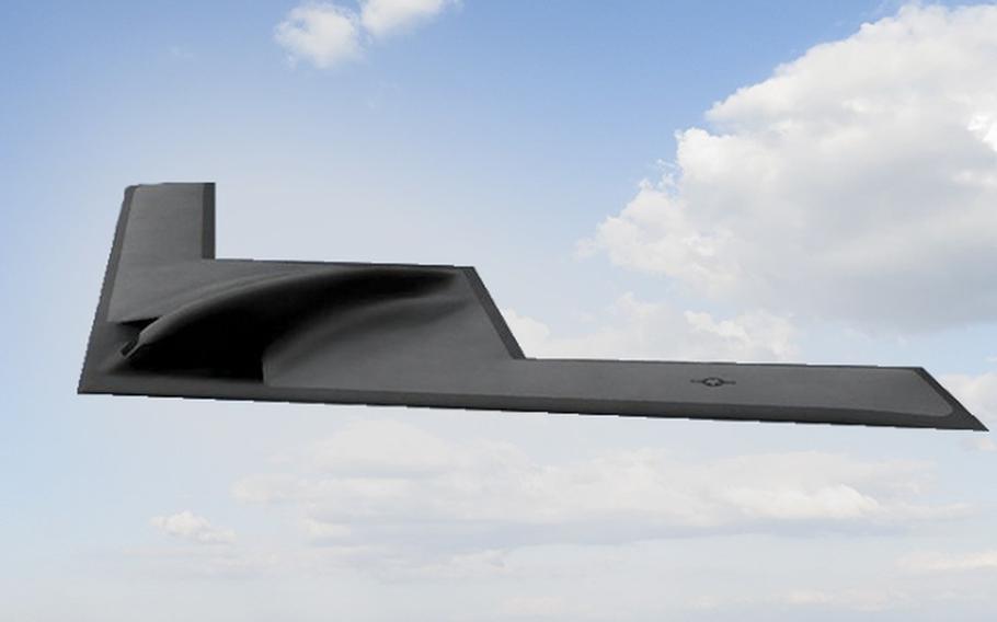 An artist rendering of a B-21 Raider.