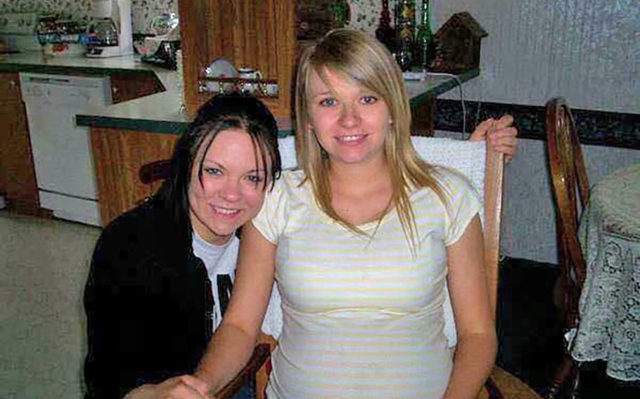 Spc. Kamisha Block with her sister Shonta Block prior to deploying to Iraq in 2007.