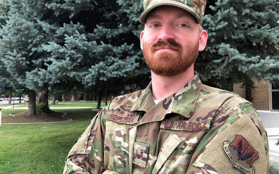 Staff Sgt. Garrett Sopchak, 28, of the 388th Maintenance Squadron at Hill Air Force Base, Utah, embraces Norse Heathenism, a belief system whose pantheon includes the gods Odin and Thor. He received a beard waiver on July 8, 2019.