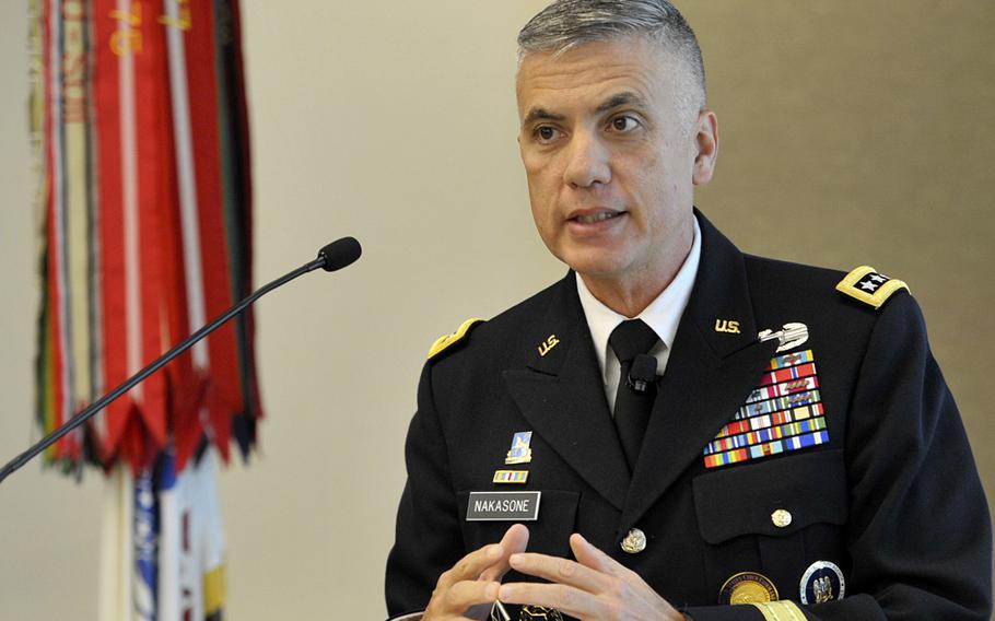 Army Gen. Paul M. Nakasone, commander of U.S. Cyber Command, speaks at the Association of the U.S. Army's "Hot Topics" forum in Arlington, Va., Sept. 16, 2019.