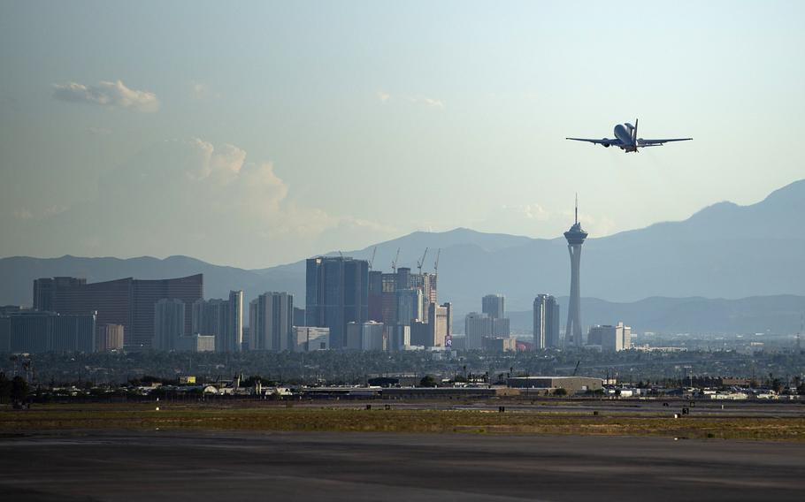 A Royal Australian Air Force E-7A Wedgetail aircraft takes off from Nellis Air Force Base, Nevada, July 31, 2019. Michael Reimers, an Air Force master sergeant out of Nellis, was arrested on federal firearms and drug trafficking charges on Wednesday, Sept. 25, 2019, including selling a shotgun to a person living in the U.S. illegally, officials said.