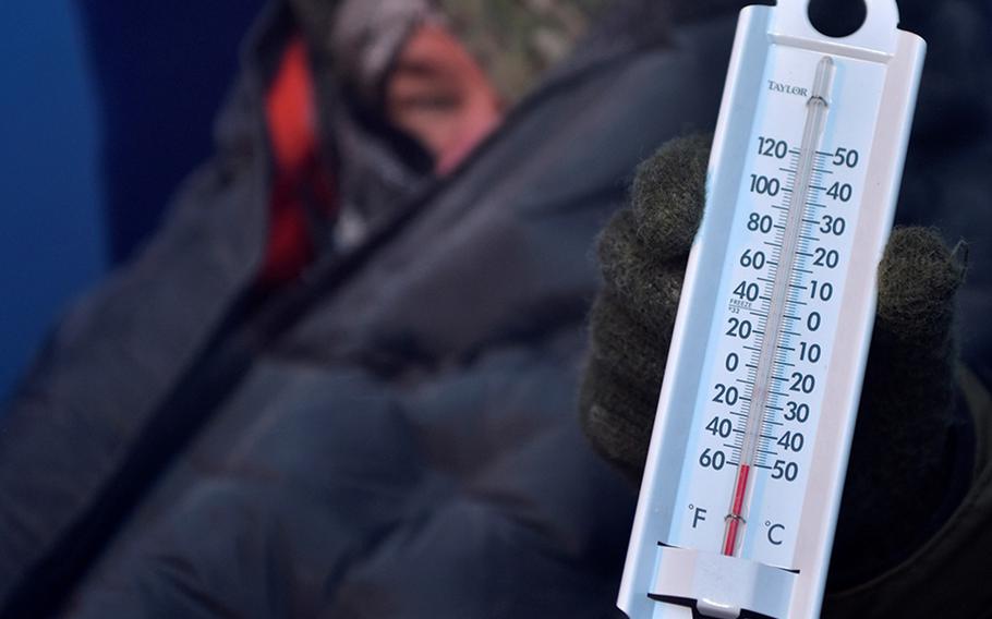 Staff Sgt. Zachary Rumke, an Arctic Survival School instructor, tests gear from an F-35A Lightning II survival kit in Fairbanks, Alaska, Nov. 5, 2019.