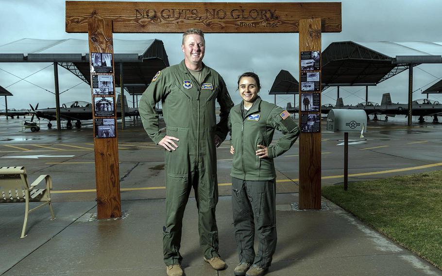 Maj. Nick Harris, left, an instructor pilot with the 25th Flying Training Squadron at Vance Air Force Base, Okla., and Capt. Jessica Wallander, an instructor pilot with the 3rd Flying Training Squadron at Vance, were both outside the Air Force height requirements for pilots. They qualified through the anthropometric waiver process.