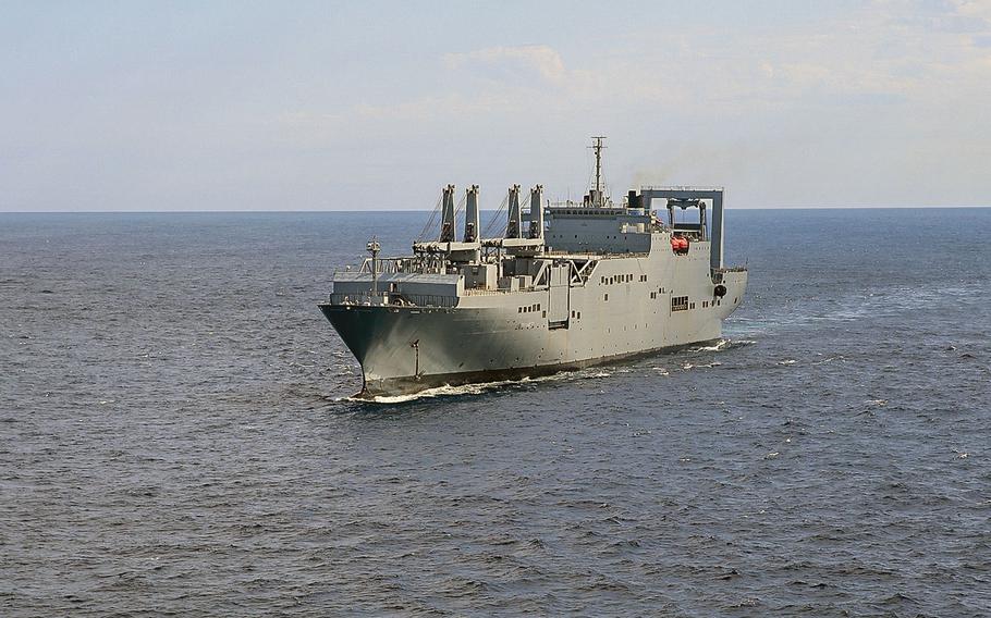 The large roll-on/roll-off vessel USNS Gilliland participates in a group sail during Turbo Activation in September 2019. The Defense Department Inspector General said in a report released Friday, Jan. 24, 2020 that Military Sea Lift Command inaccurately reported the readiness of reserve transport ships, which are crucial for transporting large volumes of combat gear in a crisis.