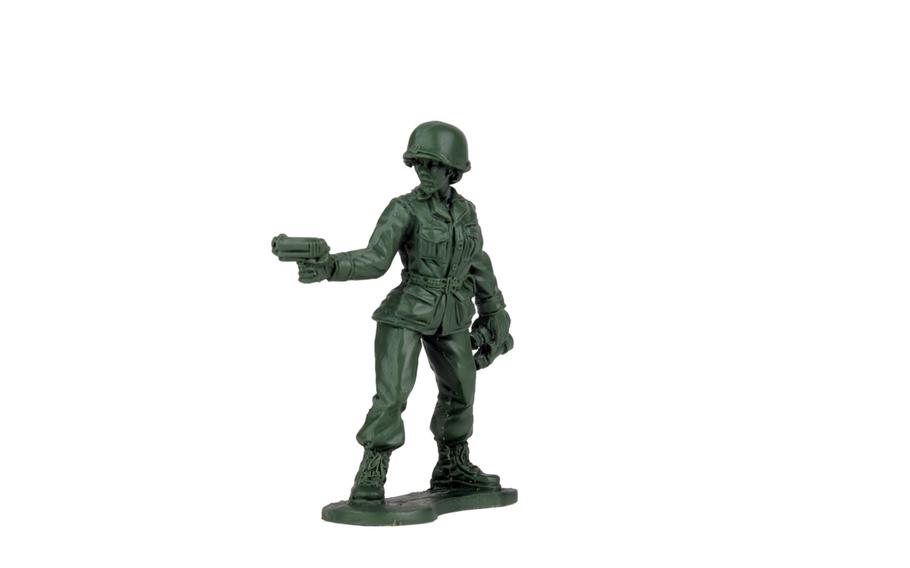 A resin cast Pathfinder captain figure, designed for a line of plastic green Army women due out in late 2020.