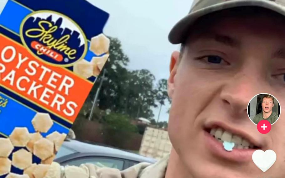 A screenshot from one of the many fan accounts created for 2nd Lt. Nathaniel Freihofer, a U.S. Army soldier under investigation for anti-Semitic remarks on TikTok.