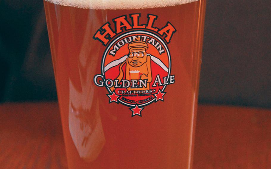 Craftworks Taphouse serves local beers brewed with springwater, including the Halla Mountain Golden Ale, shown here.