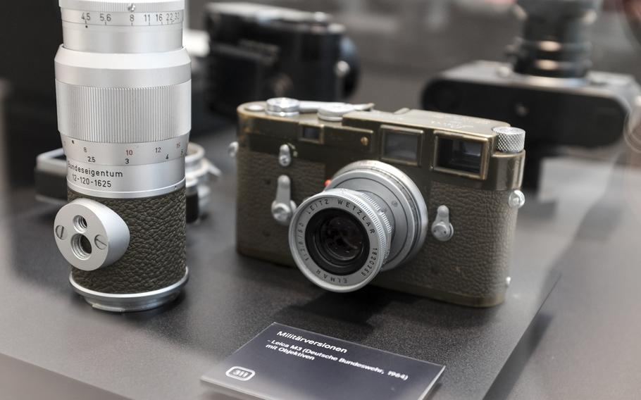 A 1964 Leica M3 military version on display at the Leica manufacturing and administrative complex in Wetzlar, Germany, Jan. 6, 2015.
