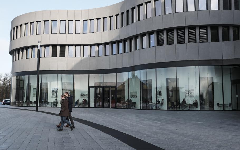 The wavy exterior wall of the World of Leica, the Leica manufacturing and administrative complex, resembles 35mm film in Wetzlar, Germany, Jan. 6, 2015.

