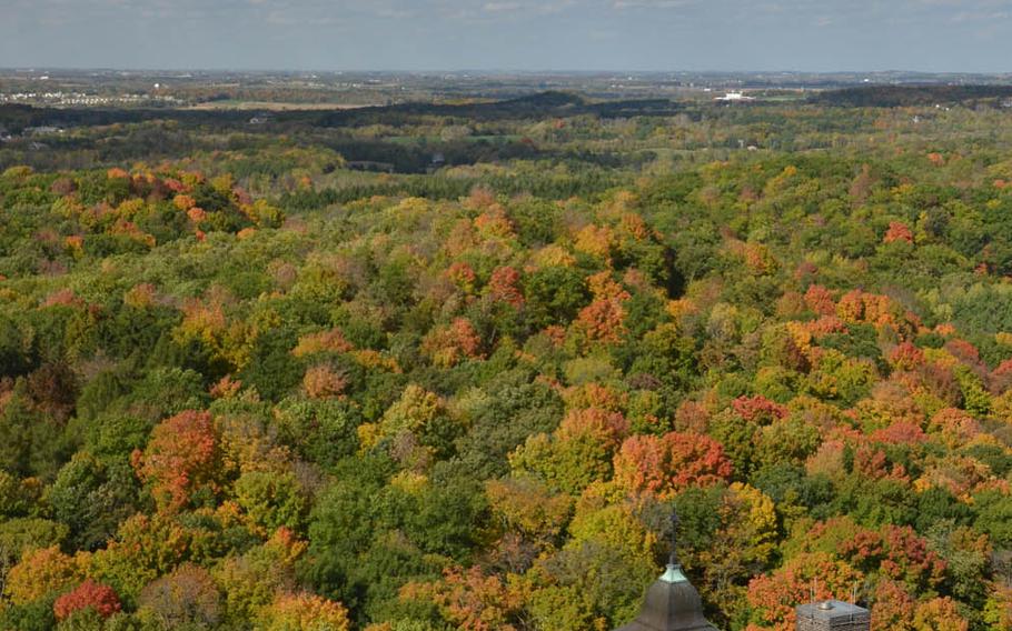 The view of fall colors stretches to the horizon from the steeple at Holy Hill. (Kevin Revolinski/Chicago Tribune/TNS)