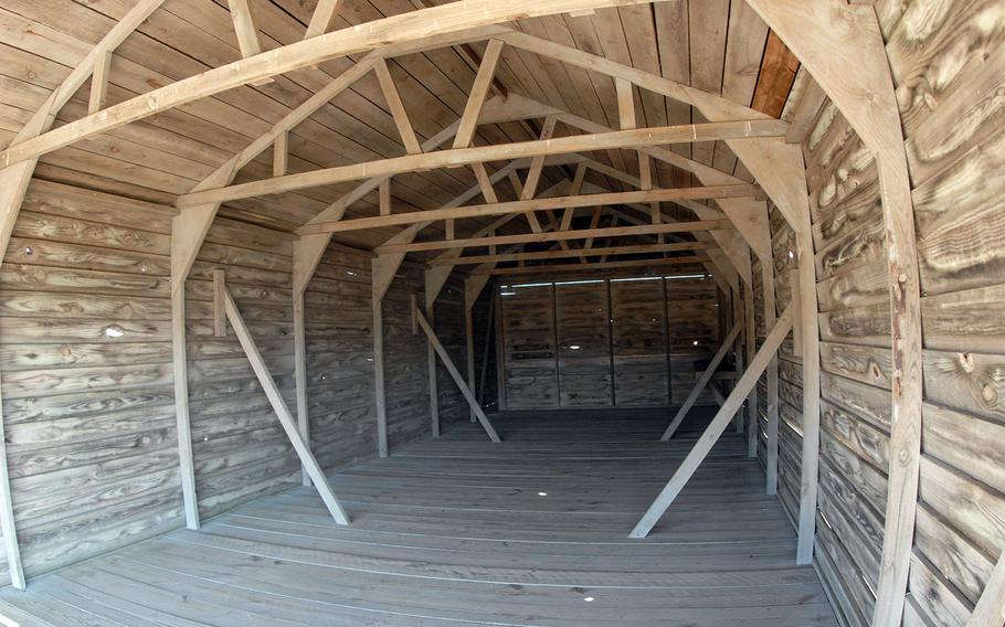 A reconstruction of a storage shed used to store airplanes at the Wright Brothers National Memorial in Kitty Hawk, N.C.