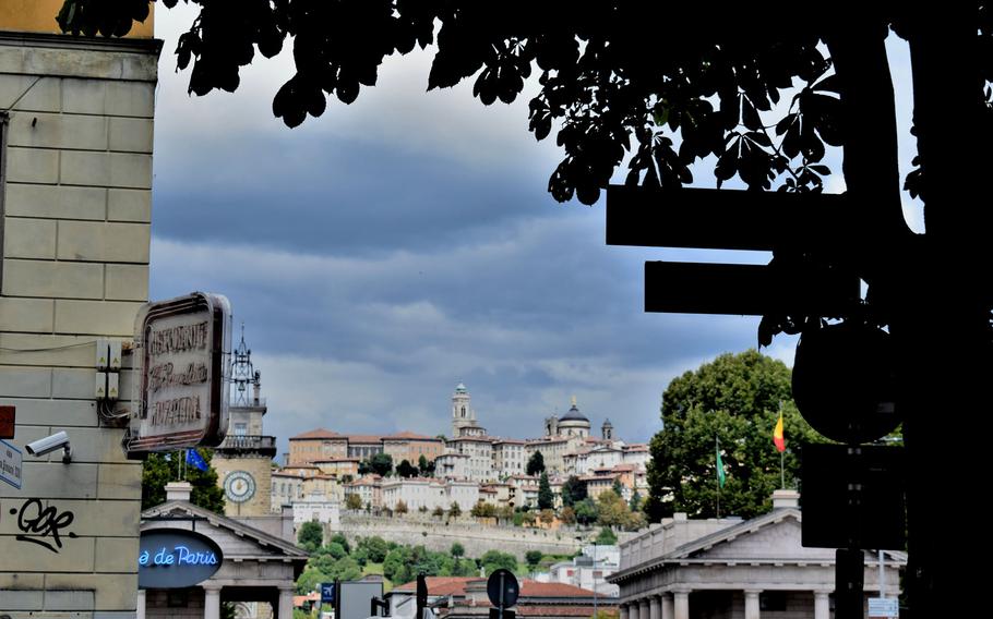 Citta Alta, or upper city, looms over the town of Bergamo, Italy. The historic area is visible from nearly everywhere in the town.  

Photo Courtesy Jackie Broome
